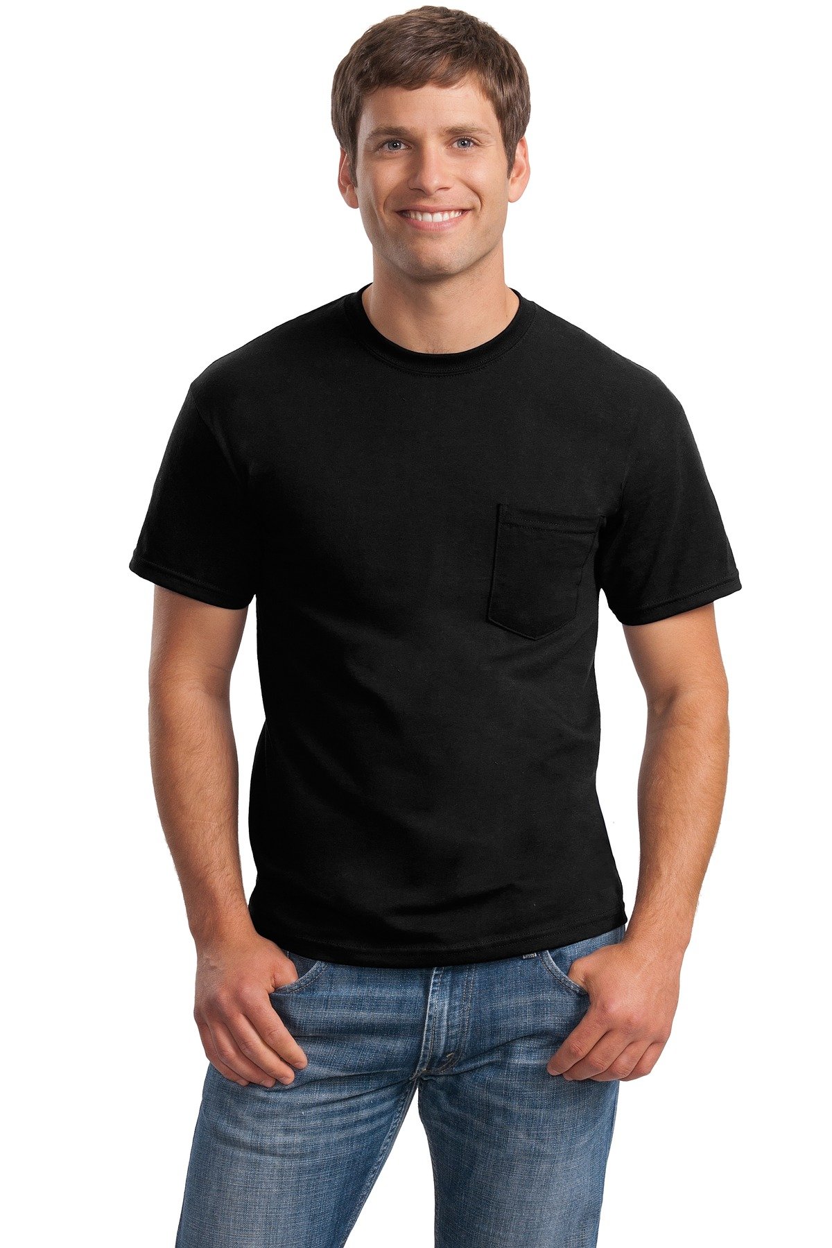 GILDAN KNOSIS ブラックTシャツ Gildan Activewear 50/50 Cotton/Poly Pocket T-Shirt, L, Black